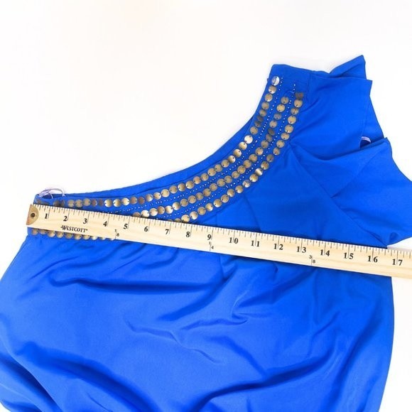 Angie One Shoulder Royal Blue Mini Dress Size Medium - Picture 10 of 16